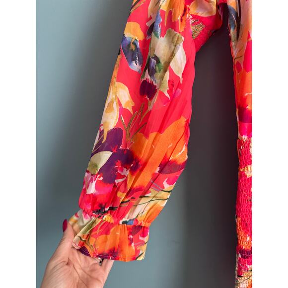 Guess Floral Blouson Off Shoulder Mini Dress - Picture 2 of 7